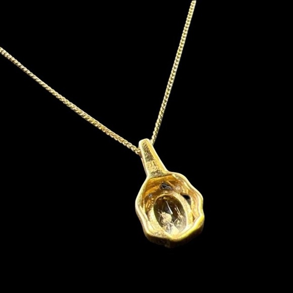 Vintage Yellow Quartz Gemstone Pendant Necklace Vermeil Gold 925 SterlingSilver - Picture 5 of 17